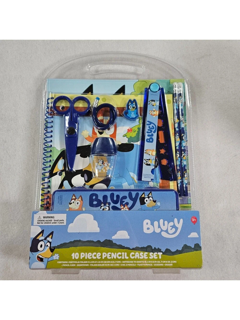 Bluey Head Shaped Tin Bluey 10 Piece Pencil Case Set Bluey Bundle NEW